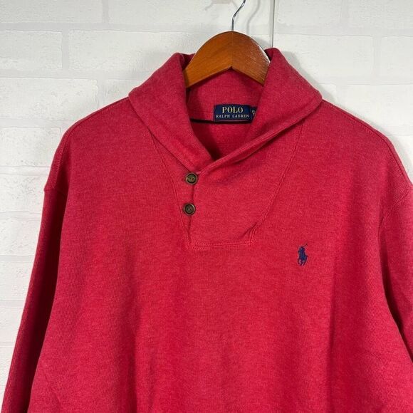 Polo Ralph Lauren Mens Cowl Neck Sweater size XL Cotton Red - Picture 2 of 11
